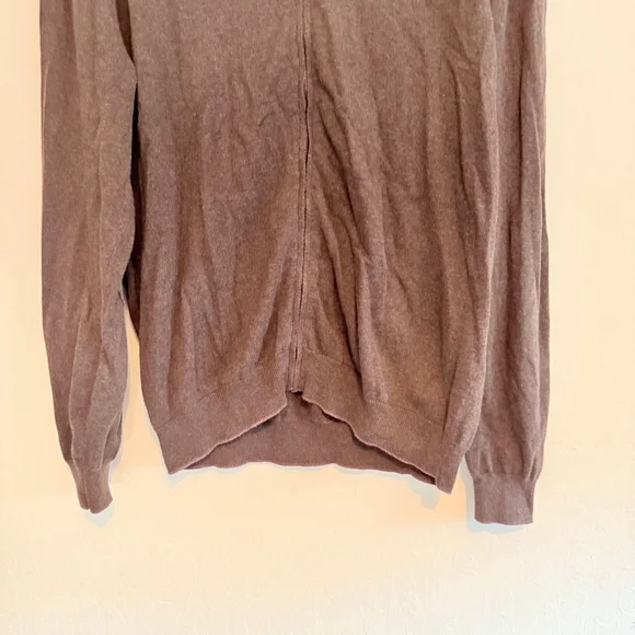 Massimo Dutti Men's Brown Cotton-Cashmere Zip Cardigan Size XXL - Picture 2 of 7